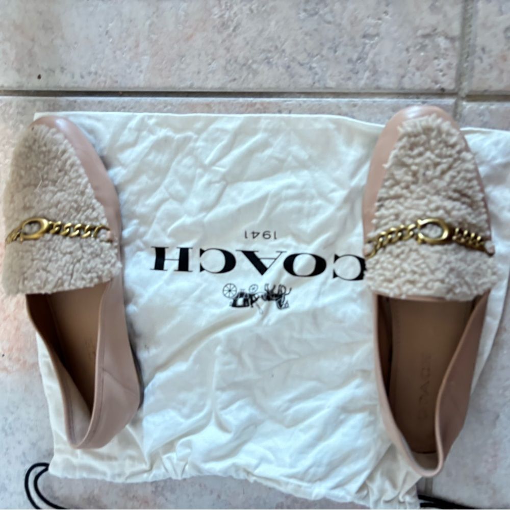 Coach Helena Chain Shearling Loafers fur shoes logo y2k handbag design flats